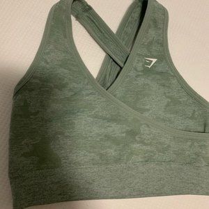 Gymshark Camo Seamless Sports Bra Small Sage Green